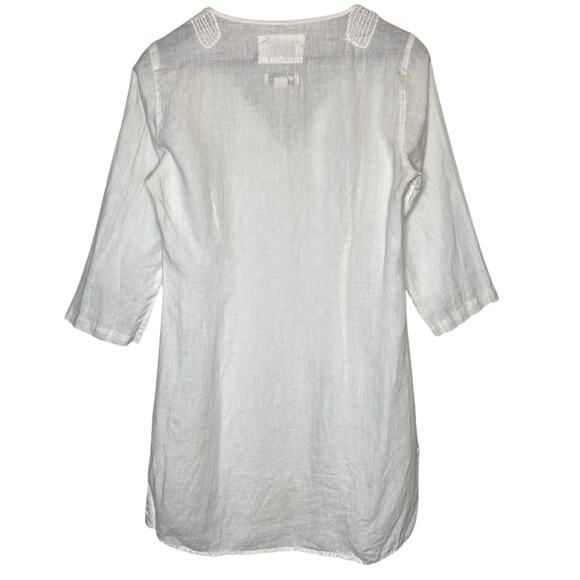 Malvin Hamburg Germany 100%% Linen Tunic Mini Dress White Lagenlook size Medium - Picture 4 of 5